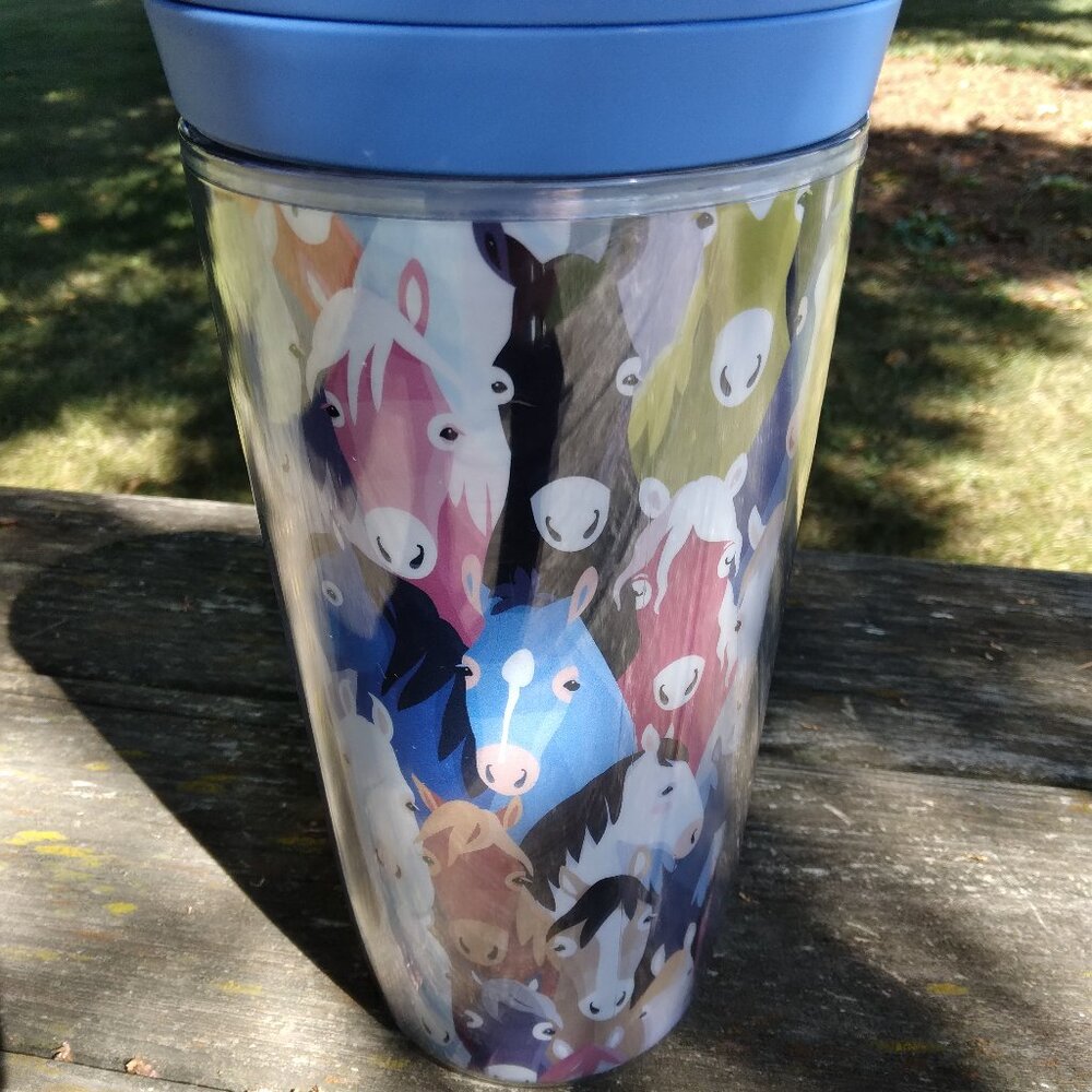 Colorful Horse 33oz Travel Mug New